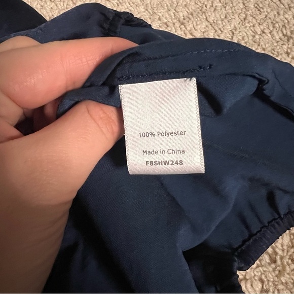 41 Hawthorn Ruffle Collar V neck Drawstring Navy Blue Sleeveless Blouse Small - Picture 5 of 7